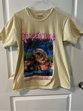 Goosebumps Graphic Tee — Soft Yellow Short Sleeve Top